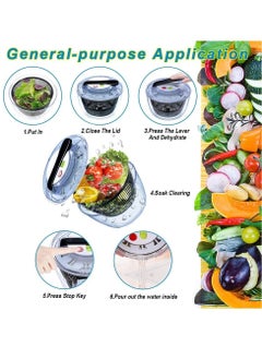 Arabest 5L Salad Spinner, Multifunction Manual Salad Spinner, Lettuce Dryer and Vegetable Washer, BPA Free, Vegetable Washer Spinner Dryer, For Salad Greens, Lettuce, Fruits and Vegetables  - Image 4