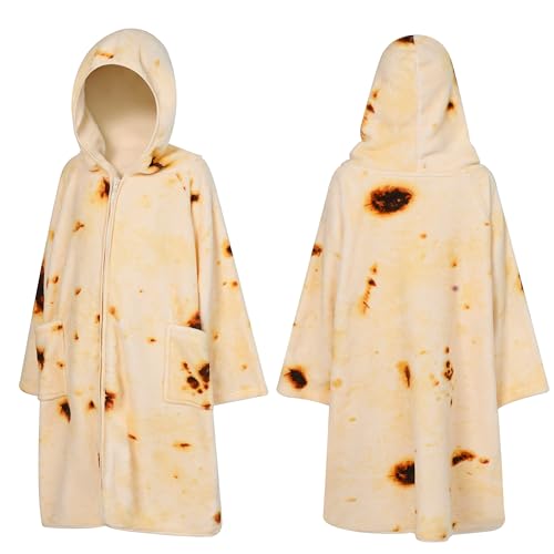 Suncube SUN CUBE Hooded Towel Robe for Kids, Zip Up Swim Parka Beach Cover Up for Girls Boys, Surf Poncho Changing Bath Towel 7-10, Burrito Tortilla - Image 2