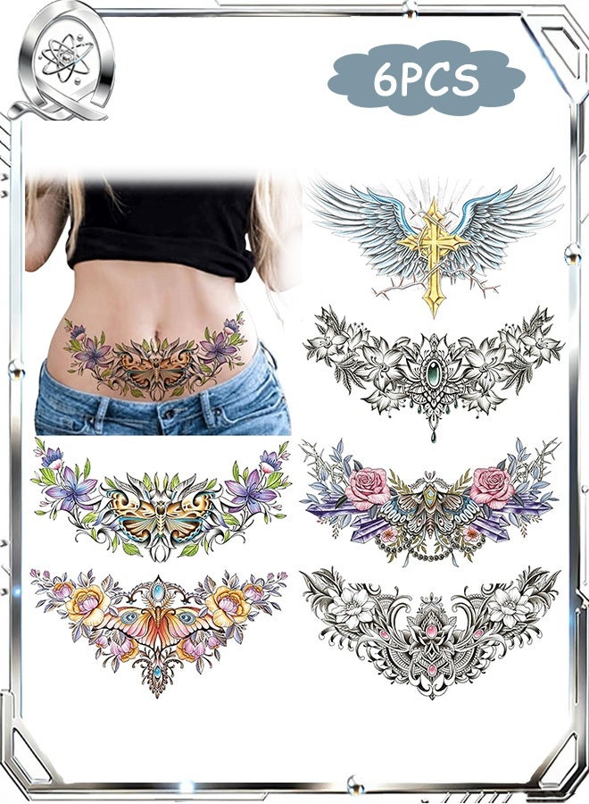 6 أوراق من التيجان المؤقتة اللامعة بألوان زاهية - تصاميم حيوانية وزهرية مقاومة للماء، تيجان أسود وألوان متعددة للبطن والظهر، تيجان مصطنع للرجال والنساء - Image 1