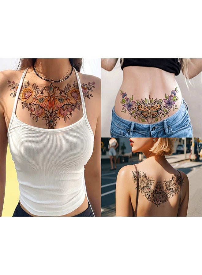 6 أوراق من التيجان المؤقتة اللامعة بألوان زاهية - تصاميم حيوانية وزهرية مقاومة للماء، تيجان أسود وألوان متعددة للبطن والظهر، تيجان مصطنع للرجال والنساء - Image 5