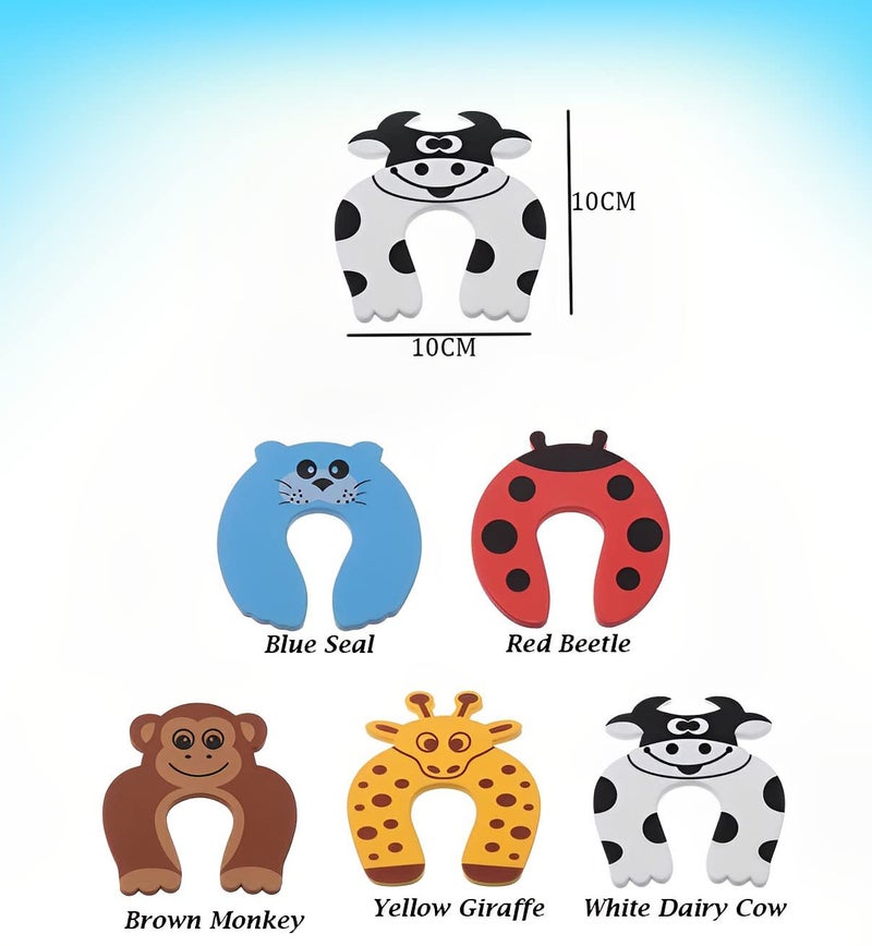 SYGA 5 Pcs Children Safety Door Pinch Guard,Door Slam Stopper Soft Foam Door Stopper,Prevents Finger Pinch Injuries &Child or Pet from Getting Locked in Room,Colorful Cartoon Animal Cushion-Muticolor - Image 5