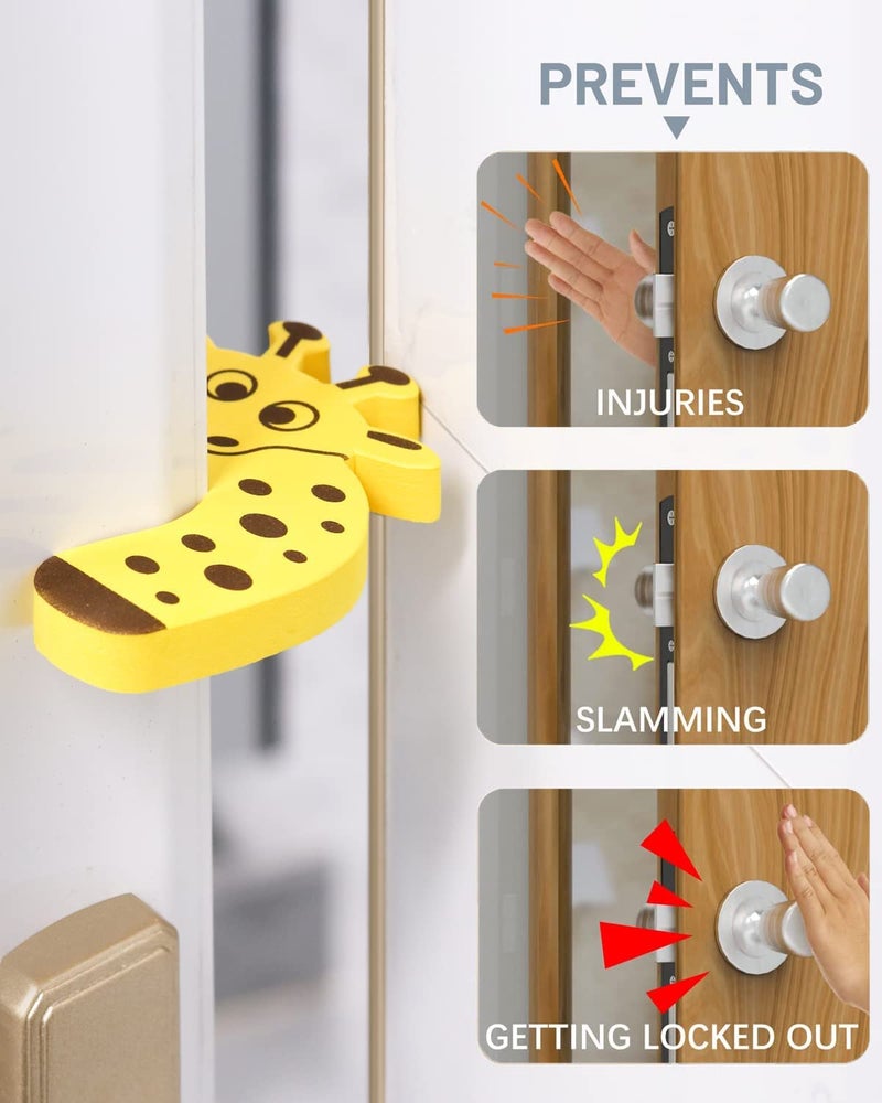 SYGA 5 Pcs Children Safety Door Pinch Guard,Door Slam Stopper Soft Foam Door Stopper,Prevents Finger Pinch Injuries &Child or Pet from Getting Locked in Room,Colorful Cartoon Animal Cushion-Muticolor - Image 3