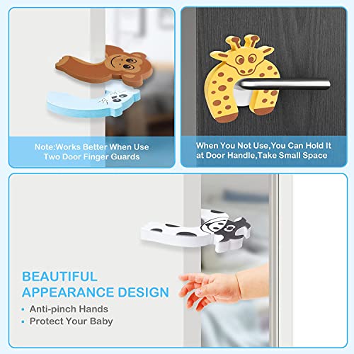 SYGA 5 Pcs Children Safety Door Pinch Guard,Door Slam Stopper Soft Foam Door Stopper,Prevents Finger Pinch Injuries &Child or Pet from Getting Locked in Room,Colorful Cartoon Animal Cushion-Muticolor - Image 4