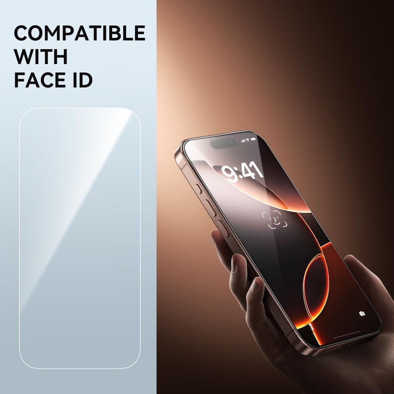 ImpactStrong 3-Pack Shatterproof Tempered Glass Screen Protector for iPhone 16 Pro [Easy Installation Frame] [Bubble Free] [9H Hardness] [Full Coverage] Case Friendly, 6.3 Inch - Image 4