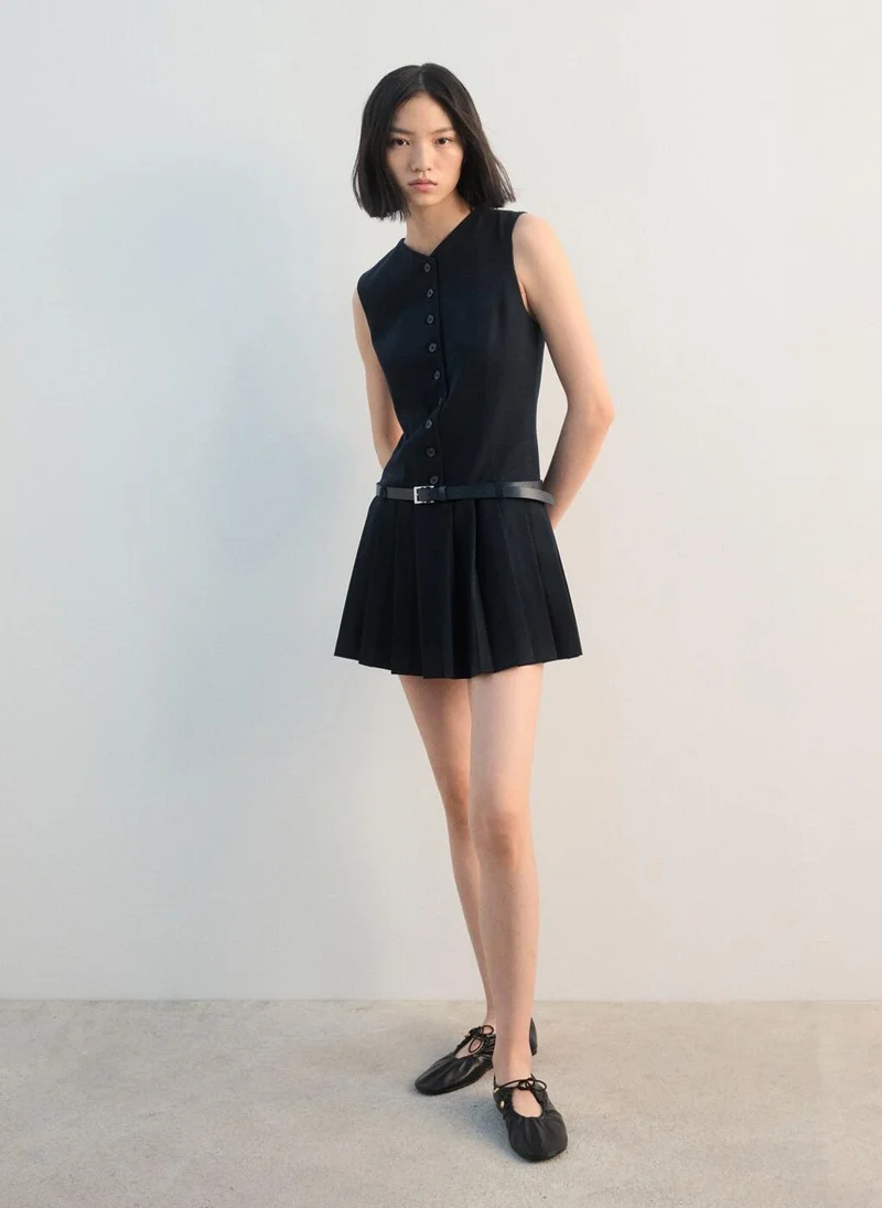 مانجو Pleated dress with belt