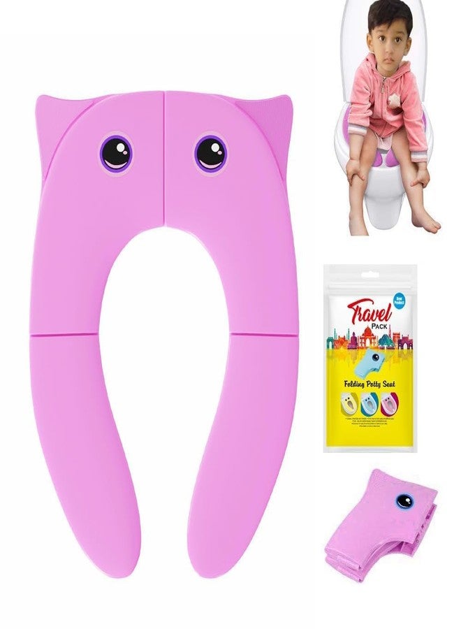 vulrian Foldable Kids Toilet Seat Cover, Portable Travel Potty Training Seat, Owl Design, (pink) - Image 3
