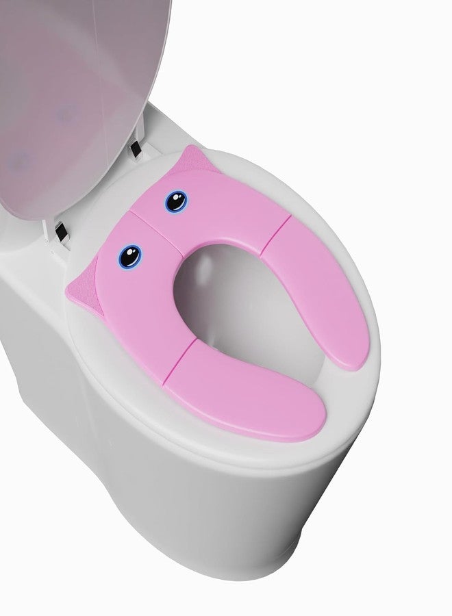 vulrian Foldable Kids Toilet Seat Cover, Portable Travel Potty Training Seat, Owl Design, (pink) - Image 1