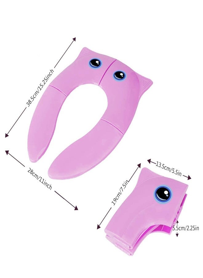 vulrian Foldable Kids Toilet Seat Cover, Portable Travel Potty Training Seat, Owl Design, (pink) - Image 2