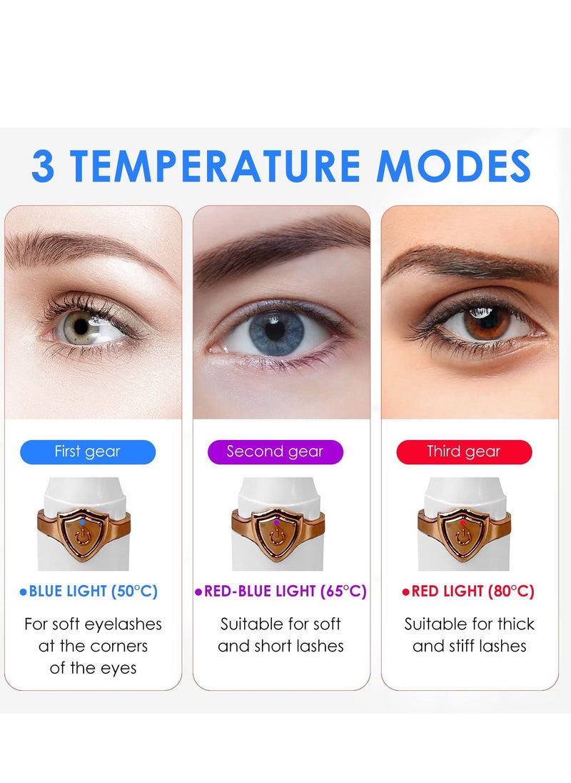 KASTWAVE Heated Eyelash Curler, 2 In 1 Clip USB Women'S Electric Eyelash Curler Three Gears Temperature Control Eyelash Curler Suitable for Extensions Three-Dimensional Natural Curl Eyelash Brush (White)  - Image 4