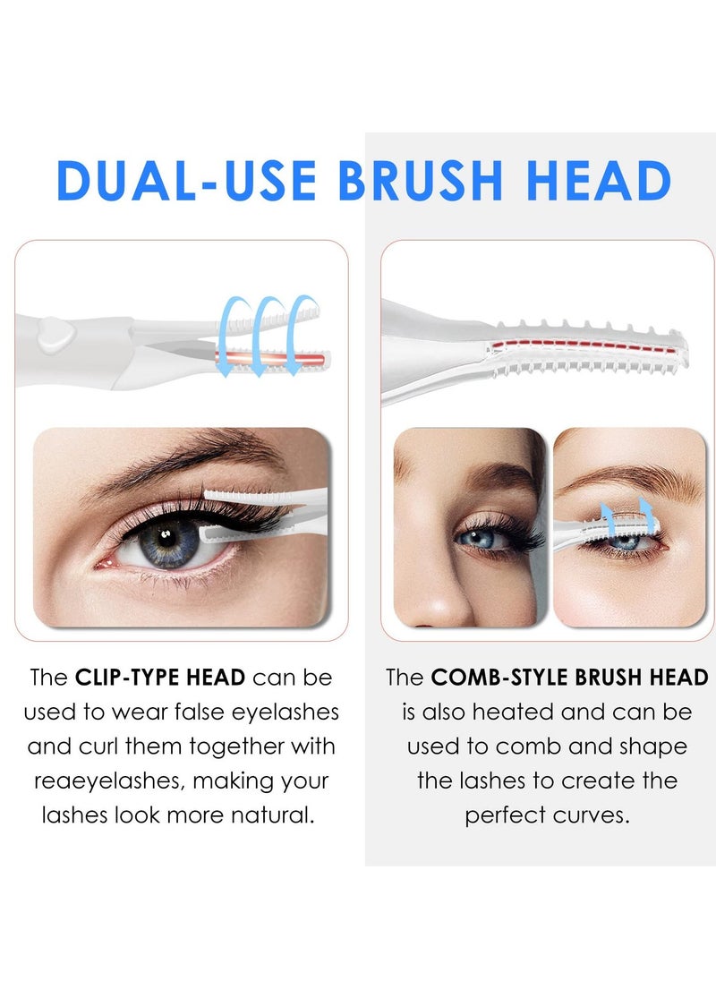KASTWAVE Heated Eyelash Curler, 2 In 1 Clip USB Women'S Electric Eyelash Curler Three Gears Temperature Control Eyelash Curler Suitable for Extensions Three-Dimensional Natural Curl Eyelash Brush (White)  - Image 3