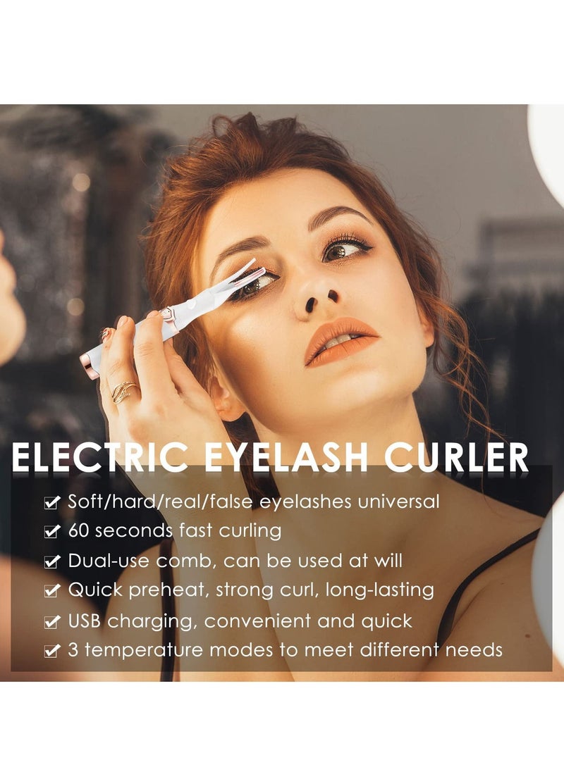 KASTWAVE Heated Eyelash Curler, 2 In 1 Clip USB Women'S Electric Eyelash Curler Three Gears Temperature Control Eyelash Curler Suitable for Extensions Three-Dimensional Natural Curl Eyelash Brush (White)  - Image 5