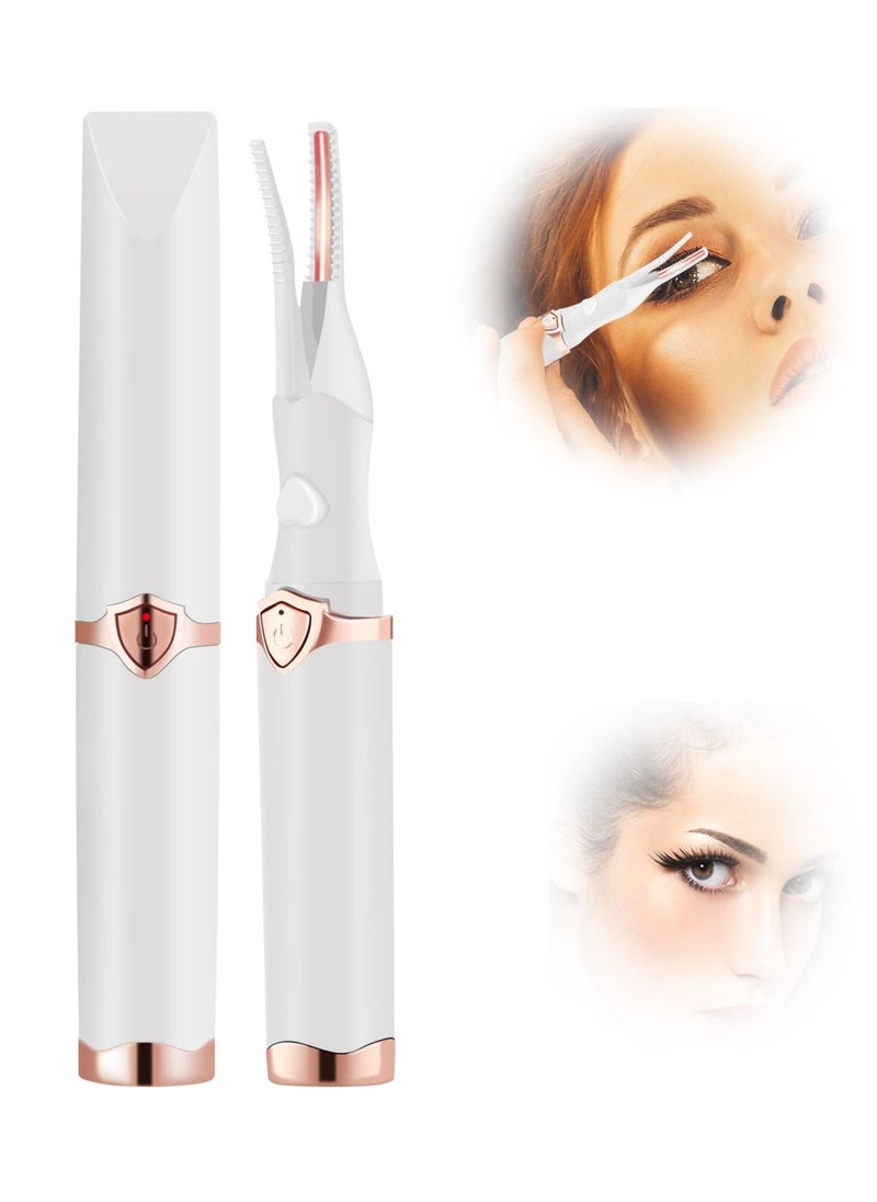 KASTWAVE Heated Eyelash Curler, 2 In 1 Clip USB Women'S Electric Eyelash Curler Three Gears Temperature Control Eyelash Curler Suitable for Extensions Three-Dimensional Natural Curl Eyelash Brush (White)  - Image 1