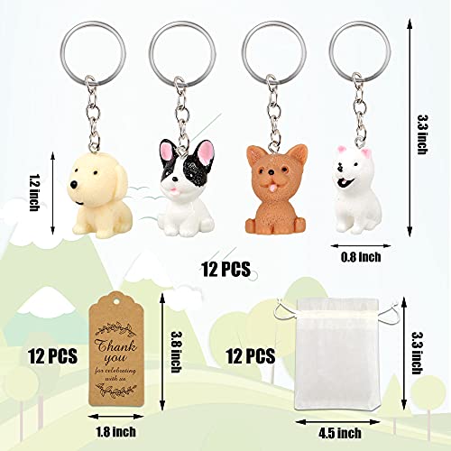 BANBALLON 12 PACK Puppy Dog Party Favors Puppy Key Chain With Organza Bags Thank You Kraft Tags For Back To School Item Birthday Party Favors Backpack Key Decorations Classroom Rewards Dog Theme Supplies - Image 5