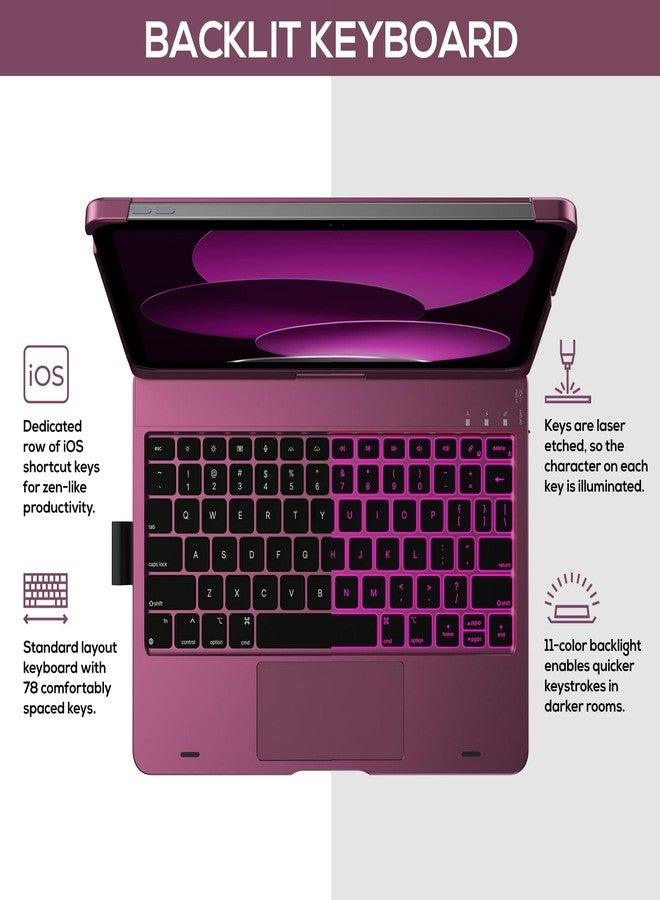 typecase جراب typecase Touch لجهاز iPad من الجيل العاشر مع لوحة مفاتيح (10.9 بوصة، 2022)، لوحة لمس متعددة اللمس، إضاءة خلفية بـ 10 ألوان، قابل للدوران 360 درجة، رفيع وخفيف لجهاز Apple iPad من الجيل العاشر 10.9 بوصة (توتي) - Image 3