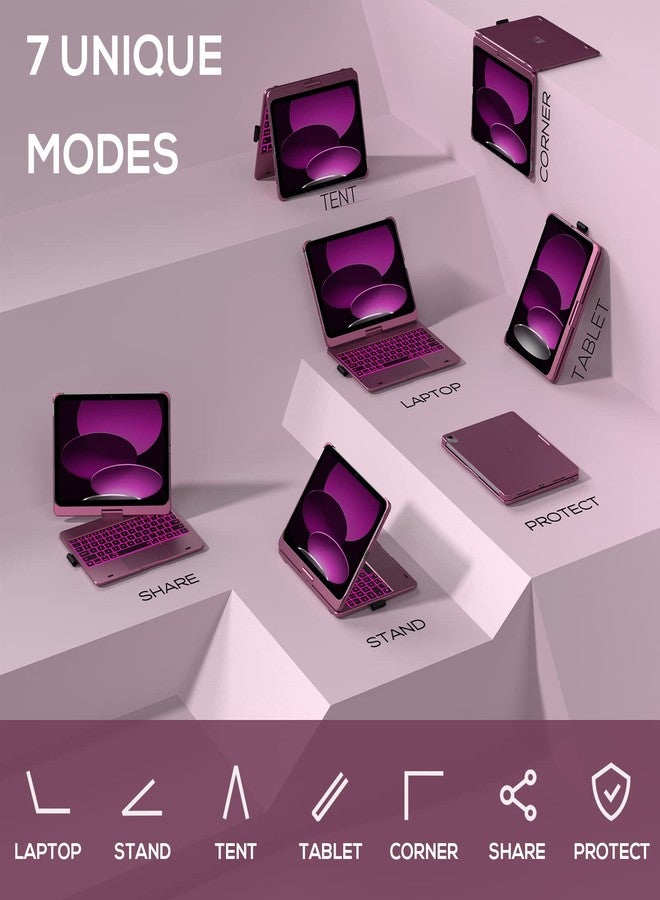 typecase جراب typecase Touch لجهاز iPad من الجيل العاشر مع لوحة مفاتيح (10.9 بوصة، 2022)، لوحة لمس متعددة اللمس، إضاءة خلفية بـ 10 ألوان، قابل للدوران 360 درجة، رفيع وخفيف لجهاز Apple iPad من الجيل العاشر 10.9 بوصة (توتي) - Image 5