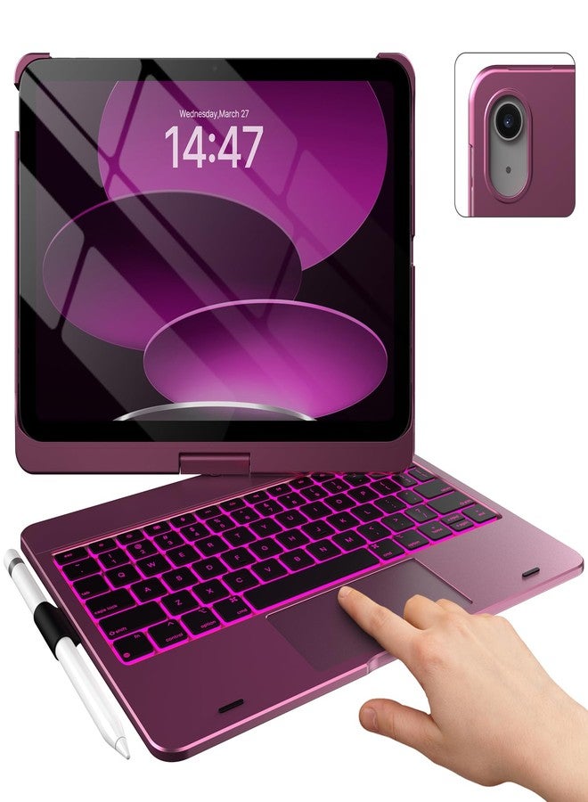 typecase جراب typecase Touch لجهاز iPad من الجيل العاشر مع لوحة مفاتيح (10.9 بوصة، 2022)، لوحة لمس متعددة اللمس، إضاءة خلفية بـ 10 ألوان، قابل للدوران 360 درجة، رفيع وخفيف لجهاز Apple iPad من الجيل العاشر 10.9 بوصة (توتي) - Image 1