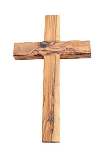 Olive Wood Gifts Shop Hand Made Olive Wood Cross (Plain 10 Inch) - Wall Hanging Art Décor Straight Simple Wooden Cross, Flat Solid Cross From Jerusalem Where Jesus Crucified and Rose on the 3rd Day-By Olive Wood Gifts Shop - Image 5