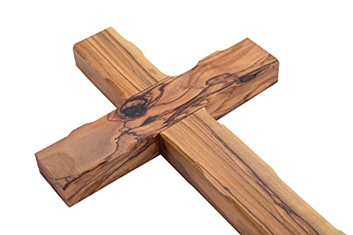 Olive Wood Gifts Shop Hand Made Olive Wood Cross (Plain 10 Inch) - Wall Hanging Art Décor Straight Simple Wooden Cross, Flat Solid Cross From Jerusalem Where Jesus Crucified and Rose on the 3rd Day-By Olive Wood Gifts Shop - Image 2
