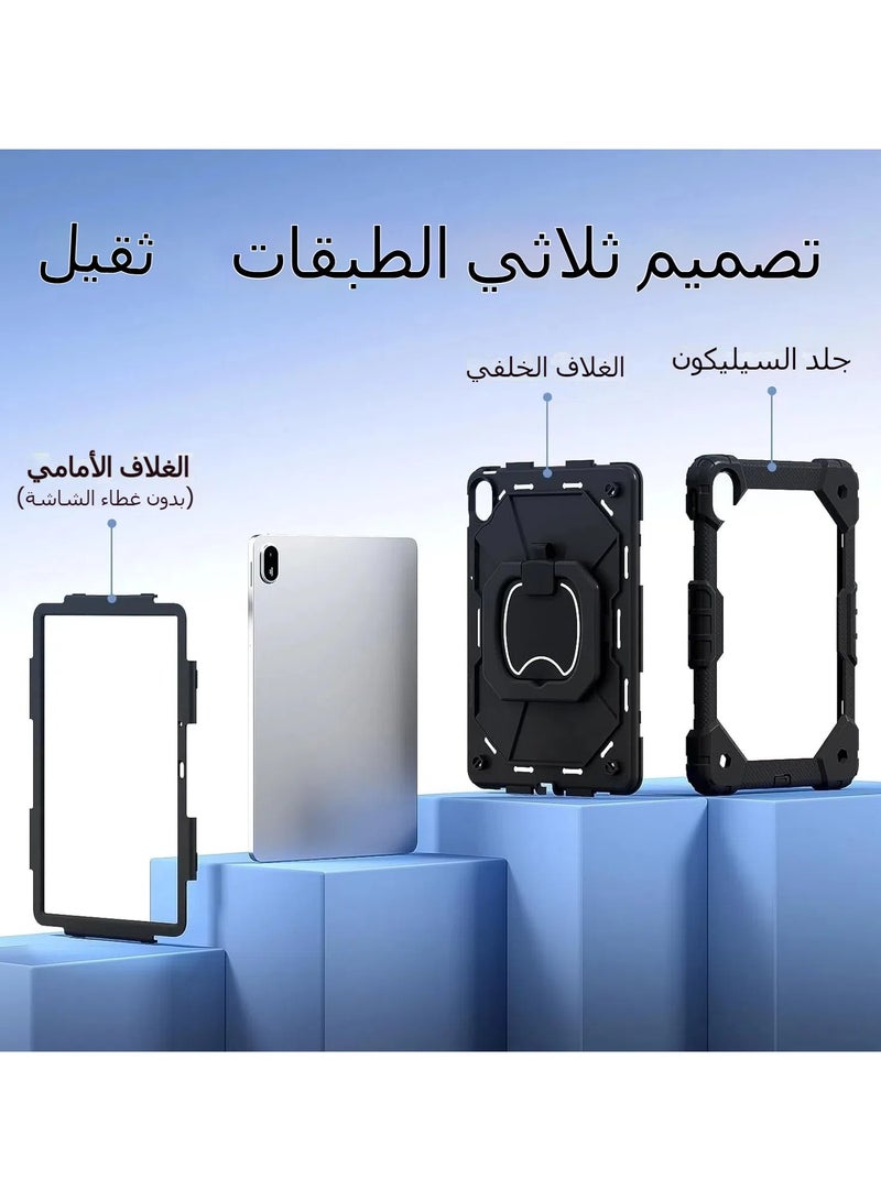 غلاف متوافق مع Huawei MatePad SE 11 بوصة (2024)، غلاف لوحي ذكي مقاوم للسقوط، غلاف مناسب للأطفال مع حامل دوّار 360° وحزام وفتحة للقلم. - Image 2