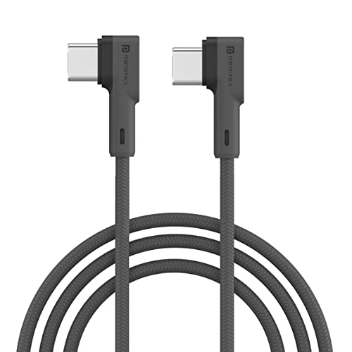Portronics Konnect L 60W PD Type C to Type C Mobile Charging Cable, 1.2M, Fast Data Sync, Tangle Resistant, TPE+Nylon Braided(Grey) - Image 1