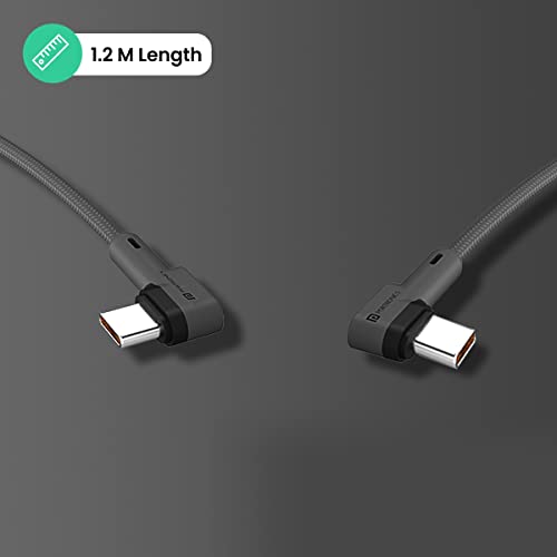 Portronics Konnect L 60W PD Type C to Type C Mobile Charging Cable, 1.2M, Fast Data Sync, Tangle Resistant, TPE+Nylon Braided(Grey) - Image 3