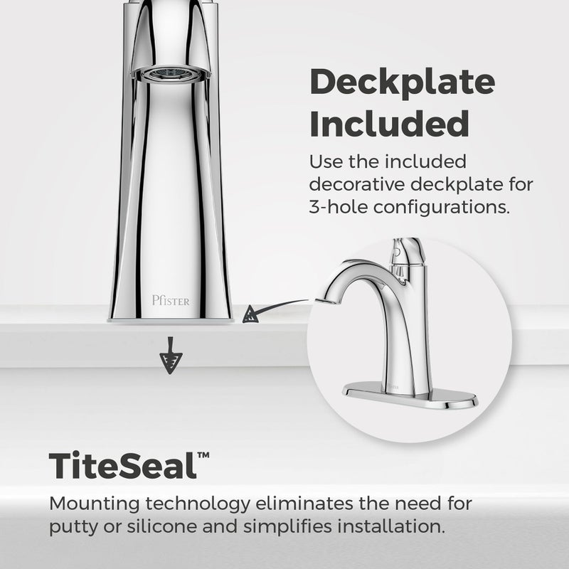 Pfister Willa Bathroom Sink Faucet, Single Control, 1-Handle, Single Hole, NSF Certified, Polished Chrome Finish, LF042MALCC - Image 4