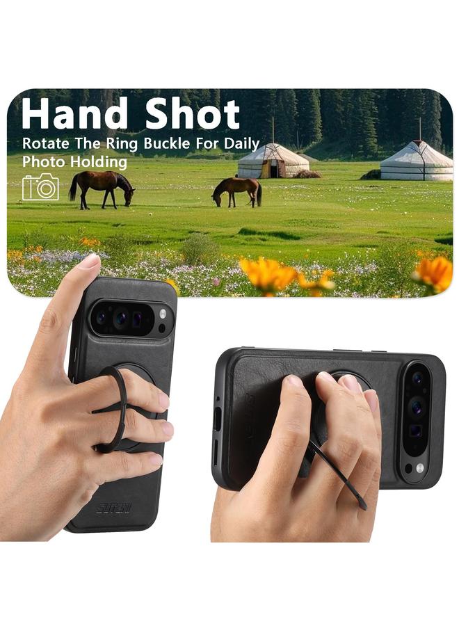 Suteni Case For Google Pixel 8 Pro G3 G3 Oil Wax 360 Rotation Holder MagSafe Back Phone Case - Image 5