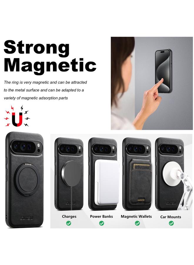 Suteni Case For Google Pixel 8 Pro G3 G3 Oil Wax 360 Rotation Holder MagSafe Back Phone Case - Image 4