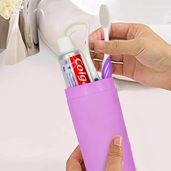 CLICKSWIFT حافظة فرشاة الأسنان المحمولة من كليك سويفت 2 قطعة، حافظة منظف اللسان للسفر، في الهواء الطلق، للاستخدام كحافظة تخزين وحمل، صندوق تخزين غطاء منظم متعدد الألوان - Image 5