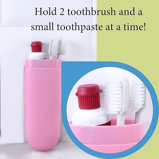 CLICKSWIFT حافظة فرشاة الأسنان المحمولة من كليك سويفت 2 قطعة، حافظة منظف اللسان للسفر، في الهواء الطلق، للاستخدام كحافظة تخزين وحمل، صندوق تخزين غطاء منظم متعدد الألوان - Image 4