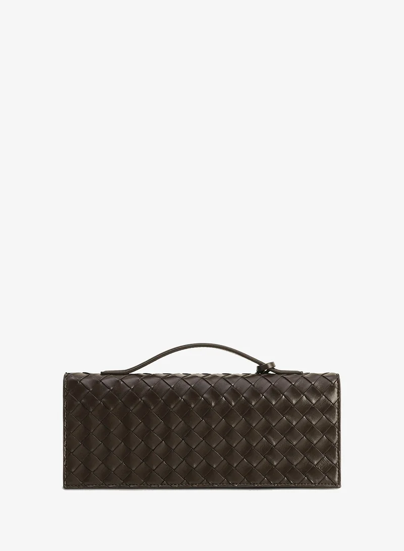 Jw Pei Dark Brown Celeste Woven Mini Clutch for Women | Best Price UAE
