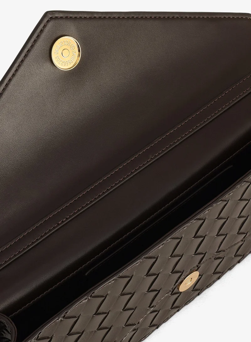Jw Pei Dark Brown Celeste Woven Mini Clutch for Women | Best Price UAE