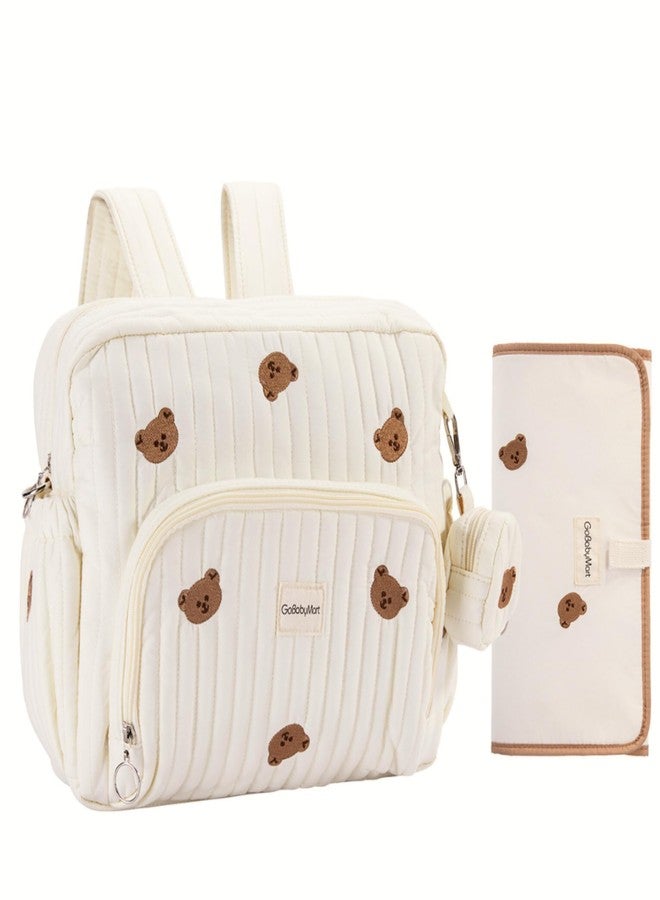 GOBABYMART Diaper Bag Backpack, Medium Maternity baby bag & Changing Pad, Insulated Pockets, Stroller Straps & Pacifier Case (Medium - Beige Bears) - Image 1