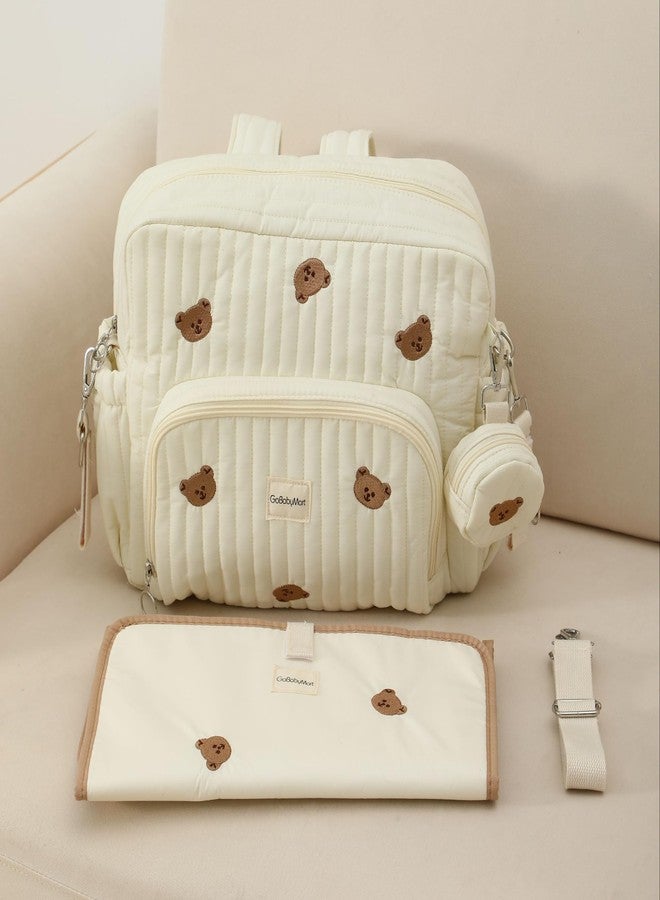 GOBABYMART Diaper Bag Backpack, Medium Maternity baby bag & Changing Pad, Insulated Pockets, Stroller Straps & Pacifier Case (Medium - Beige Bears) - Image 2