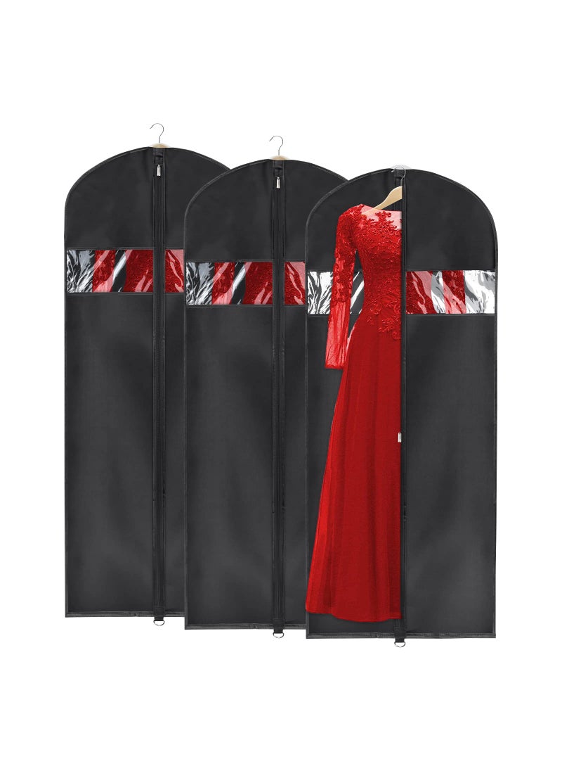 Univivi Univivi Garment Bag 60inch Lightweight Suit Bags for Closet Storage Hanging Clothes Cover 3 Pack with Zipper and EyeHole Carry Handles for Folding for Tuxedos Coats Dresses Black 