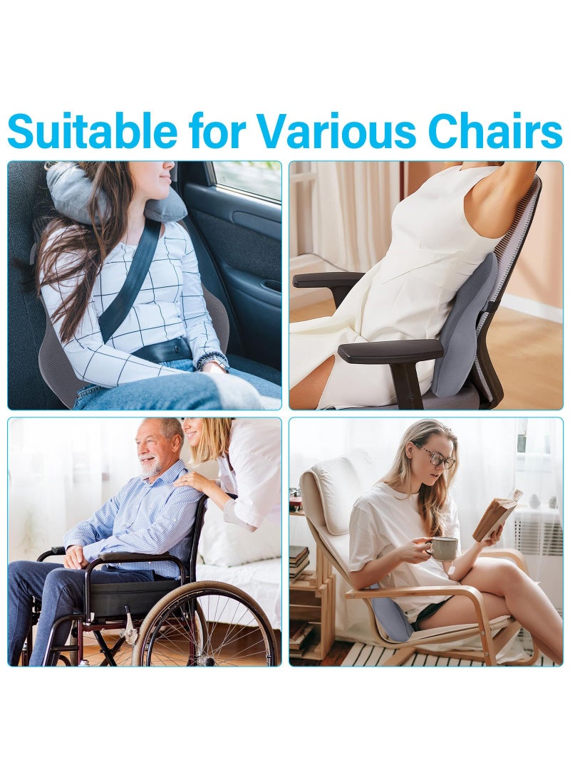 Ergonomic Lumbar Pillow, Memory Foam Lumbar Support, Back Cushion, Chair Lumbar Pillow with Mesh for Home, Car, Office, Wheelchair, Travel (Light Grey) - Image 3