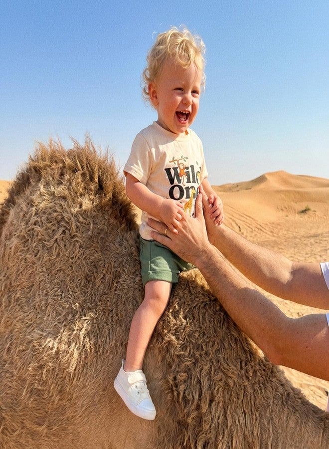 طقم ملابس عيد الميلاد الأول للأولاد من شوينغ، تيشيرت قصير الأكمام مطبوع عليه حيوانات برية، وشورت، ملابس لجلسة تحطيم الكيك الأولى (كاكي، 12-18 شهرًا) - Image 4