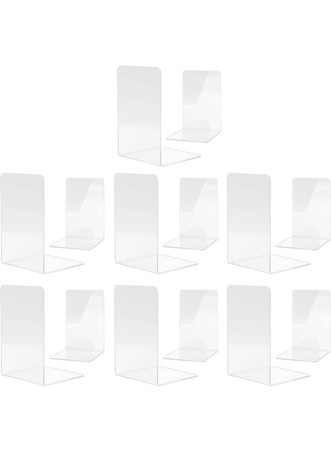 TPGP Bookends Clear Acrylic Bookends For Shelves, Book Stopper For Home Office Library Decorative, Desktop Organizer For Books, Movies, Magazines, Cds (7Pair/14Pcs) - Image 1