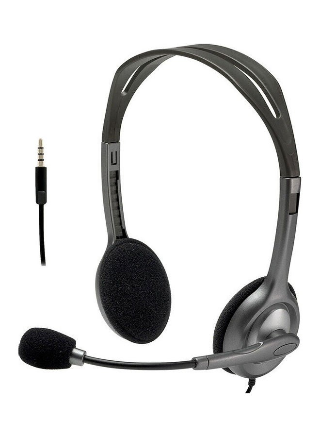 Logitech H111 Multifunctional Head-mounted Wired Stereo Headset Grey - Image 1
