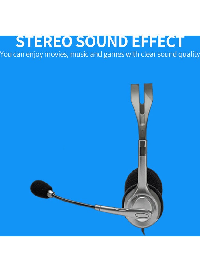 Logitech H111 Multifunctional Head-mounted Wired Stereo Headset Grey - Image 3