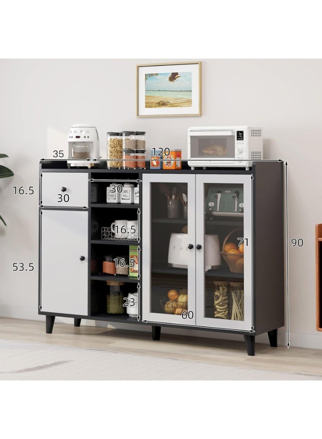 جولدن خزانة جانبية، خزانة تخزين المطبخ، خزانة بوفيه، خزانة ركن القهوة، خزانة بار مع باب، خزانة عملية للمطبخ، غرفة الطعام، غرفة المعيشة (ZWG013) - Image 4