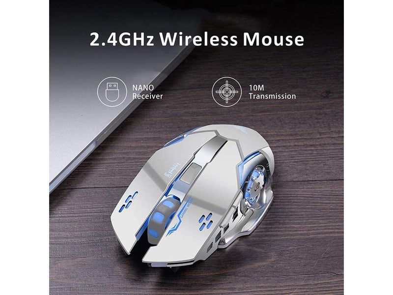 COOLCOLD Wireless Gaming Mouse Rechargeable, 2.4Ghz, Color Changing 6 Buttons DPI 1200/1600/2400 for Pro Game Notebook, PC, Laptop, Computer (Multicolor) - Image 3