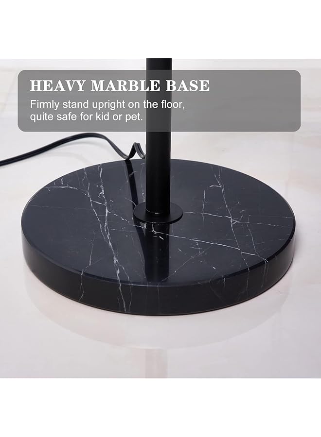 إيروريكس مصباح أرضي قوسي: مصباح قائم أسود قابل للتعتيم مع ارتفاع قابل للتعديل، قاعدة رخامية حديثة، ضوء معلق قائم مع غطاء معلق قابل للتعديل للقراءة في غرفة المعيشة وغرفة النوم والمكتب باللون الأسود - Image 5