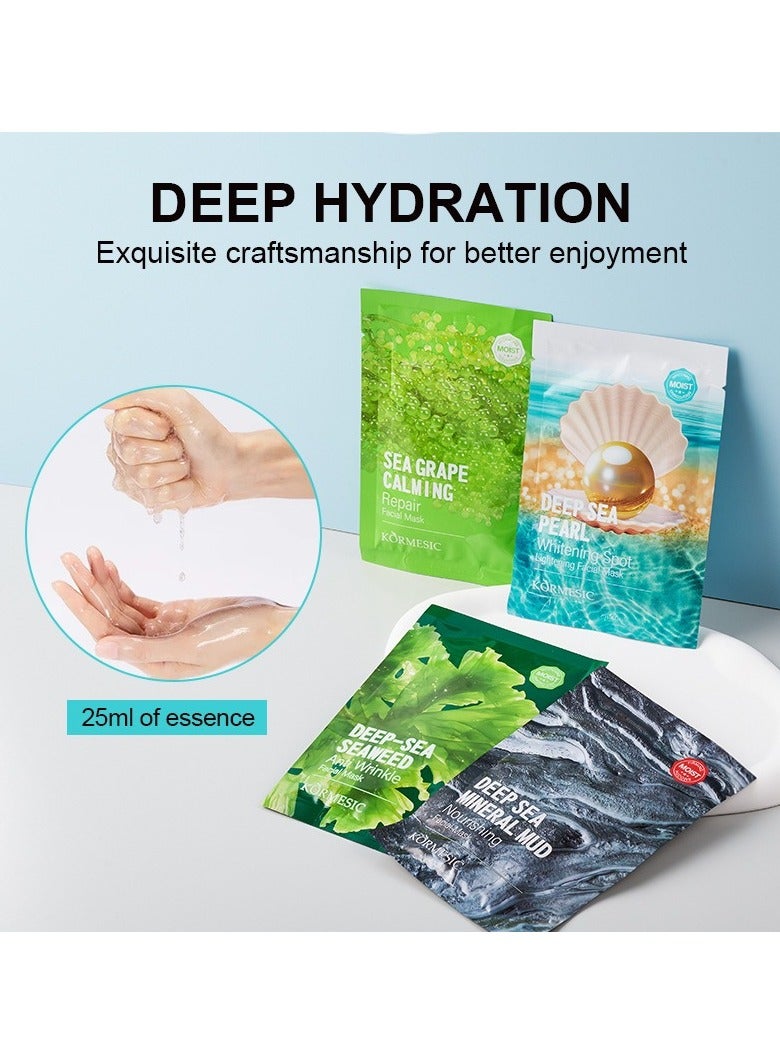 Kormesic Deep Sea Pearl Hydrating Brightening Sheet Mask Set - 5 Pack (25ml Each)  - Image 5