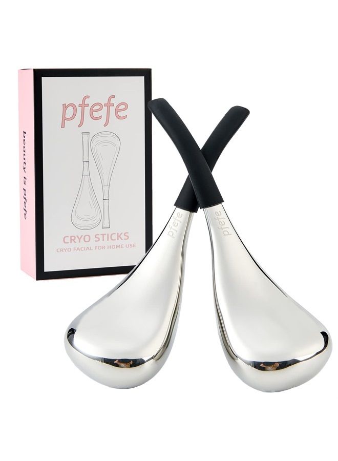 pfefe Ice Globes Facial Skin Care Tools for Women Face Eyes, Stainless Steel Face Beauty Cryo Sticks for Girls Ladies, Esthetician Supplies Cooling Spa Globes Cold Roller with Storage Case - Image 1