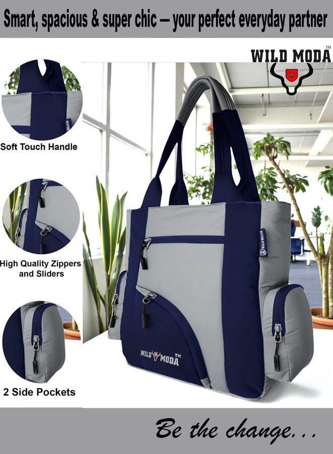 WILD MODA Kat Women Shoulder and Tote Bag (Grey & Blue) - Image 3