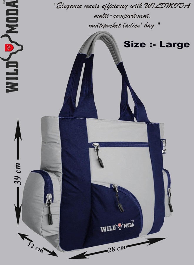 WILD MODA Kat Women Shoulder and Tote Bag (Grey & Blue) - Image 4