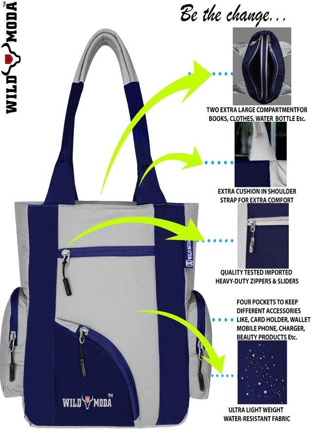 WILD MODA Kat Women Shoulder and Tote Bag (Grey & Blue) - Image 2