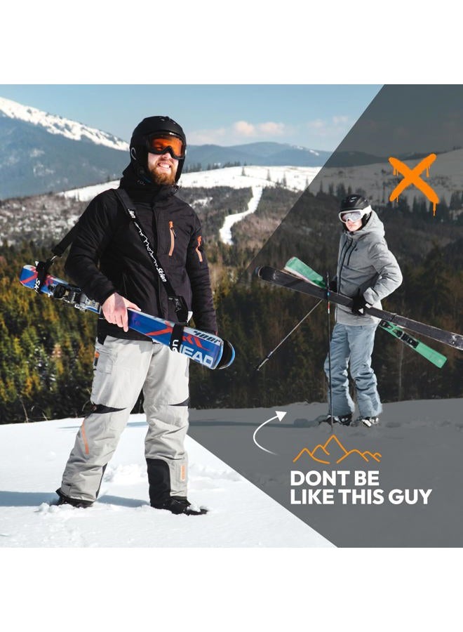 Sklon Ski Strap and Pole Carrier | Avoid the Struggle and Effortlessly Transport Your Ski Gear Everywhere You Go | Features Cushioned Shoulder Sling | Great for Families - Men, Women and Kids - Black - Image 5