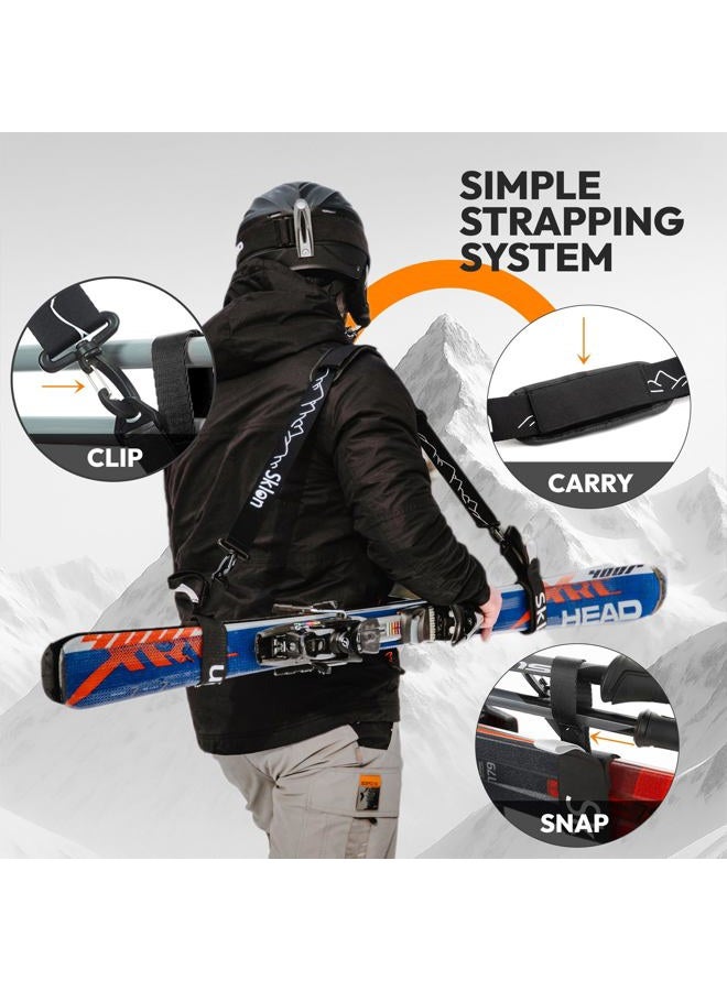 Sklon Ski Strap and Pole Carrier | Avoid the Struggle and Effortlessly Transport Your Ski Gear Everywhere You Go | Features Cushioned Shoulder Sling | Great for Families - Men, Women and Kids - Black - Image 3